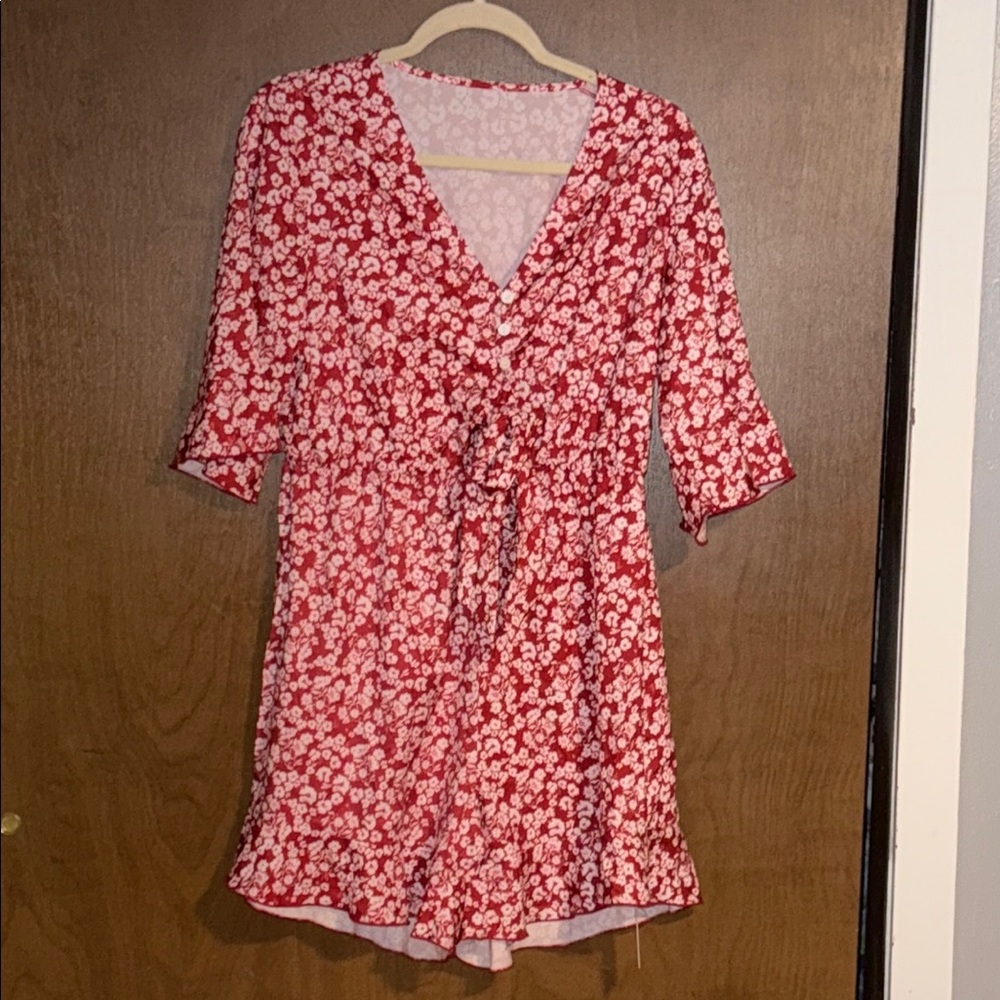 Cupshe Red and White Patterned Dress